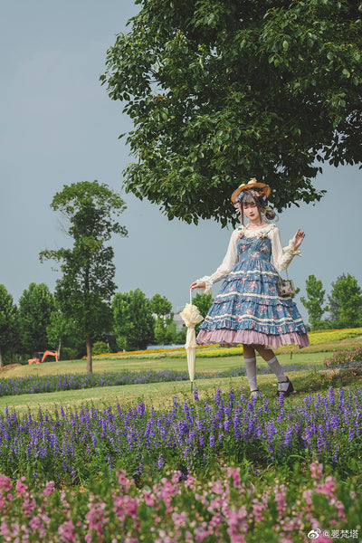 Infanta~Corola‘s Little Garden~Cotton Floral Tiered Lolita JSK   