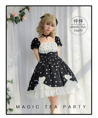 Magic Tea Party~PengPeng~Kawaii Lolita OP Dress S small high waist OP-black color 