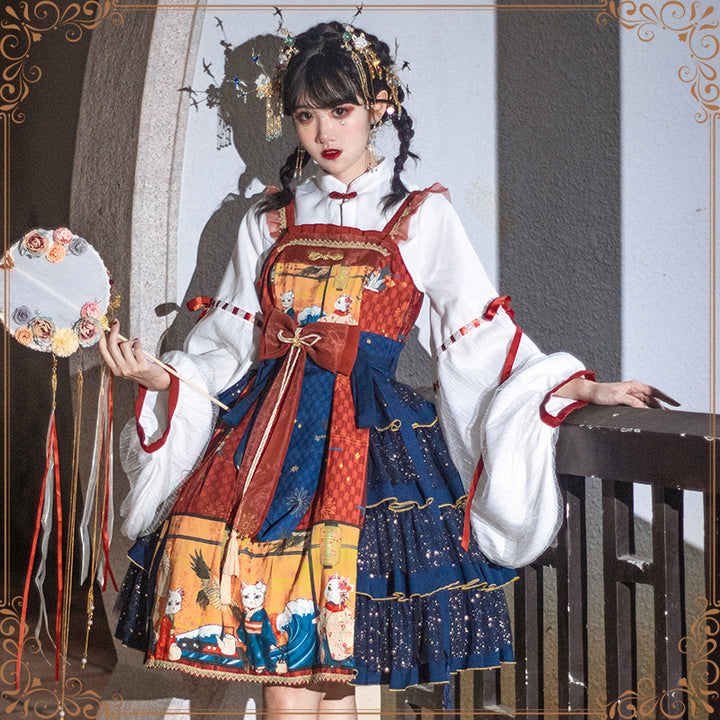 YingLuoFu~Ukiyo Record~Qi Lolita JSK Full Set   