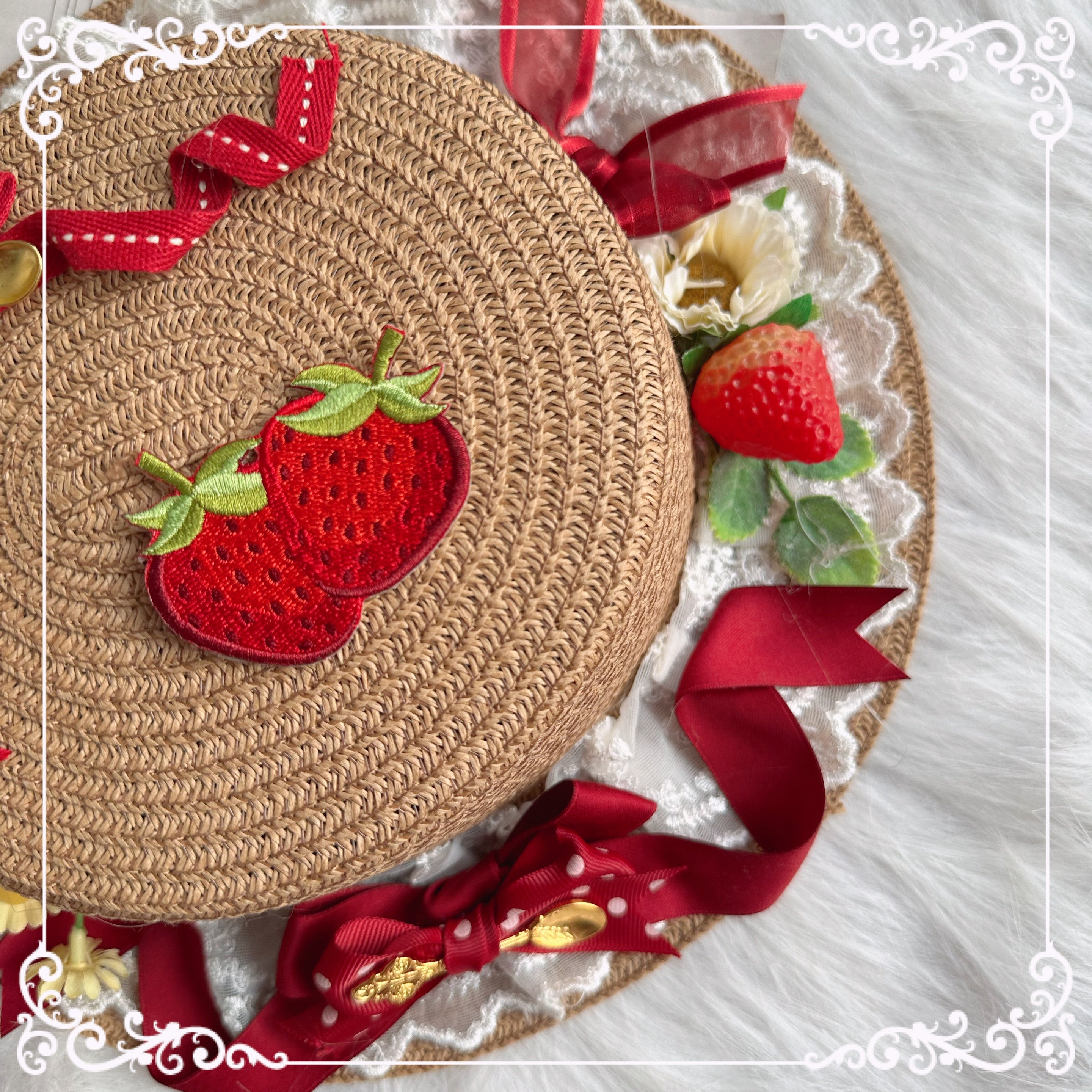 Chestnut Lolita - Country Lolita Hand-made Headdress Accessory big staw hat