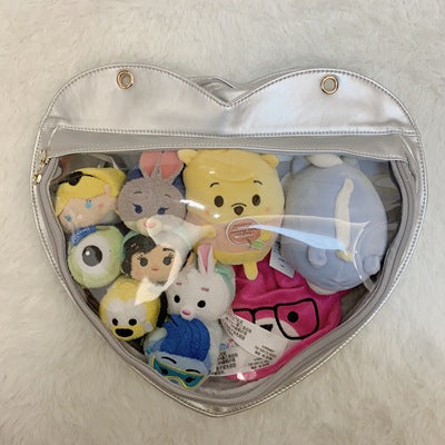 BerryQ~Casual lolita Ita Bag Transparent Heart-shaped Daily Bag pearized silver  