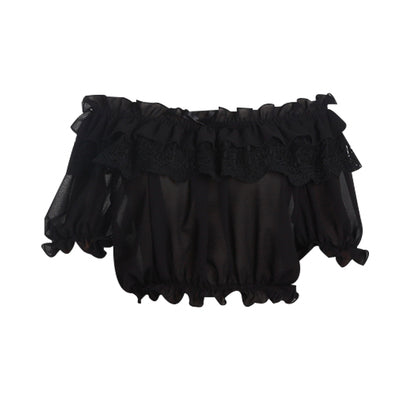 ZhiJinYuan - Elegant Lolita Shirt Open Shoulder Blouse One Size black
