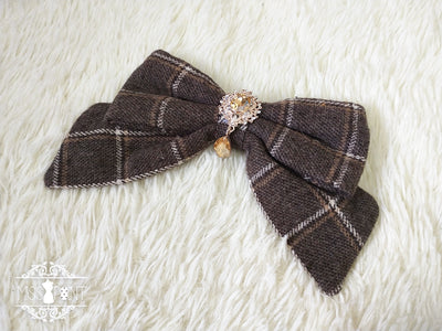 Miss point~Rose Silhouette~Lace Bow KC Lolita Accessories dark brown plaid KC  