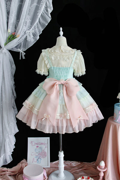 (BuyForMe) Alice Girl~Rainbow Tiered Sweet Lolita JSK Dress   