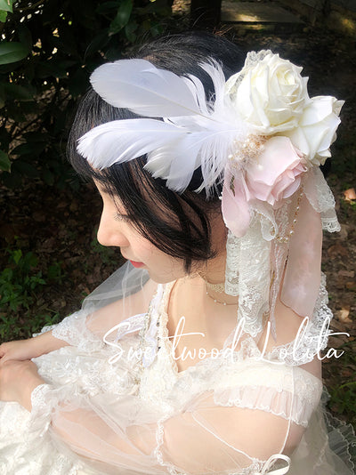 (Buy for me) Sweet Wood~Secret Garden In Midsummer~Lolita Bonnet, Necklace, Accessory light pink flower haipin 