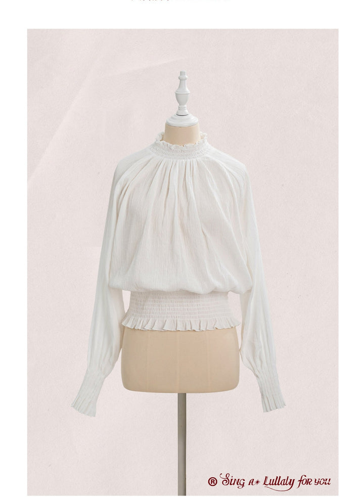 Sing a lullaby for you~Romeo~Prince Sleeve Pure White Lolita Blouse   