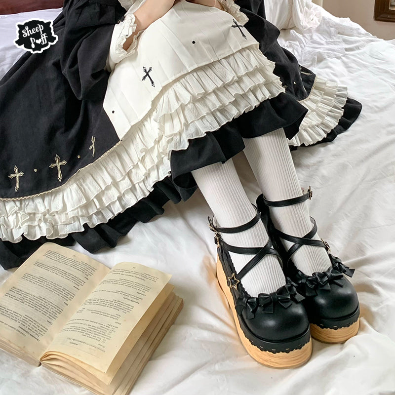 (Buy for me) Sheep Puff~Multicolors Handmade Sweet Lolita Bow Platform Shoes   