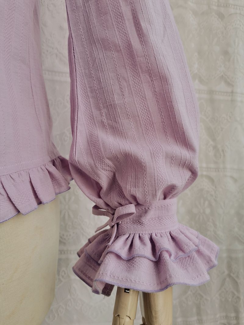 Yilia - Cotton Lolita Blouse, Autumn and Winter Japanese Style XS Purple