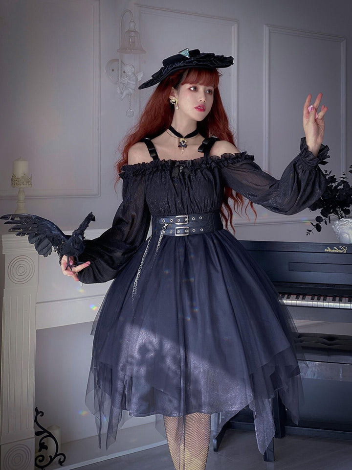 Your Princess~Gothic Lolita High Waist Black Dress   