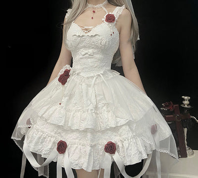 Alice Girl~Bloody Rose~Gothic Lolita Dress JSK Set XS white set 1 