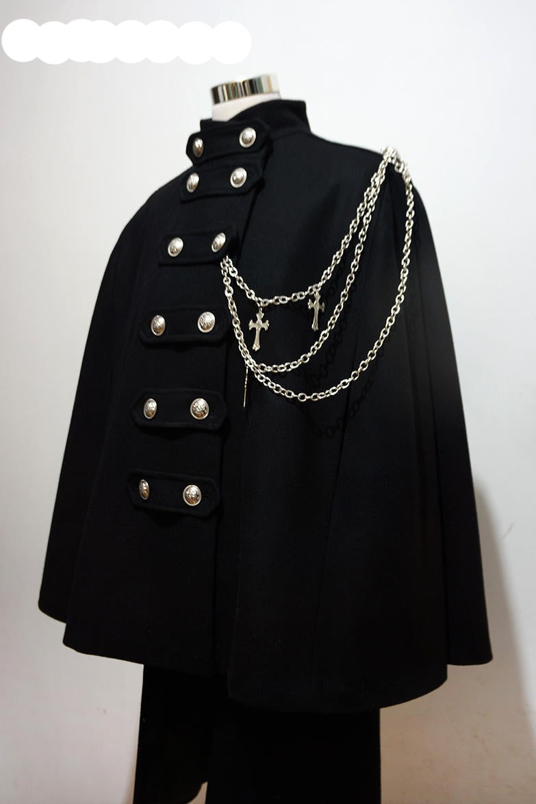 La Pomme - Rinngo Himoto - Ouji Lolita Neutral Cloak with Cross Chain S black