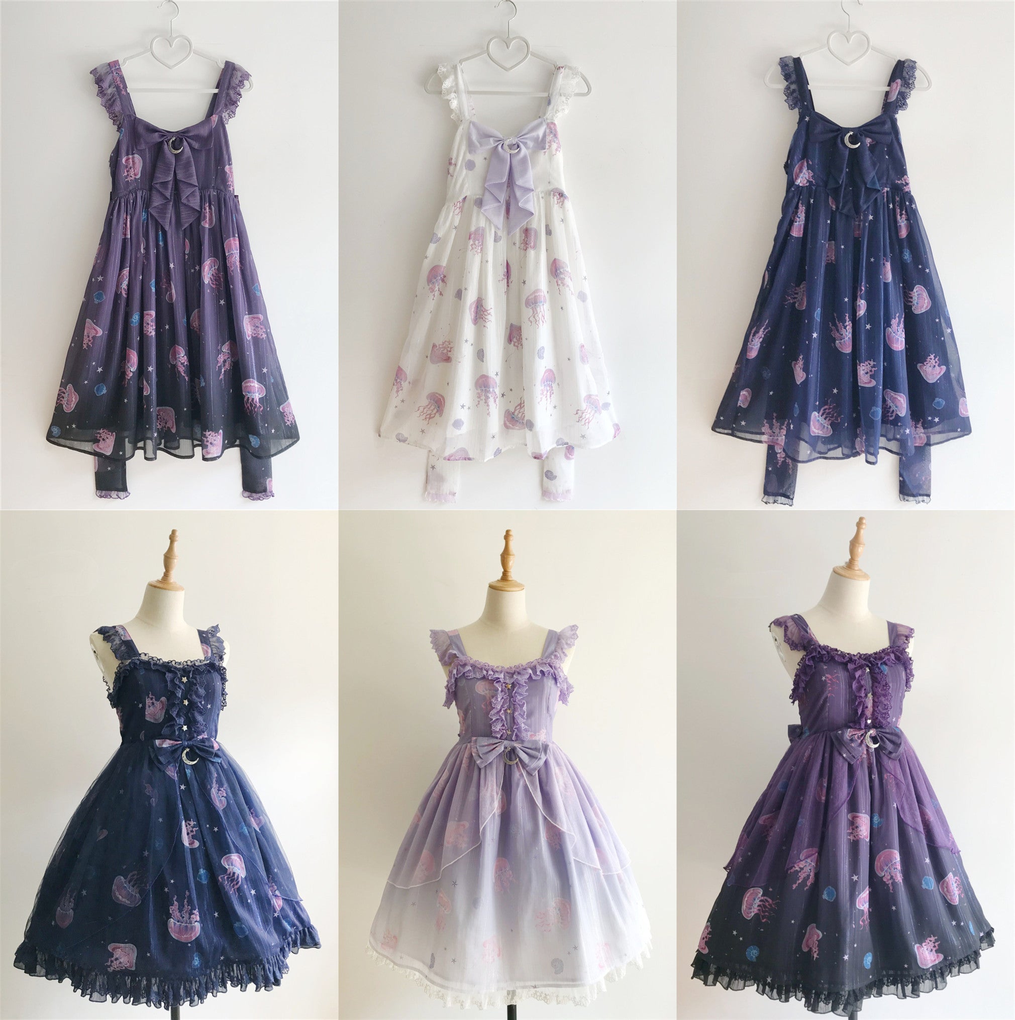 LilithEye - Jellyfish Meteor - Chiffon Fairy Jellyfish Printed Lolita JSK 8518:92146