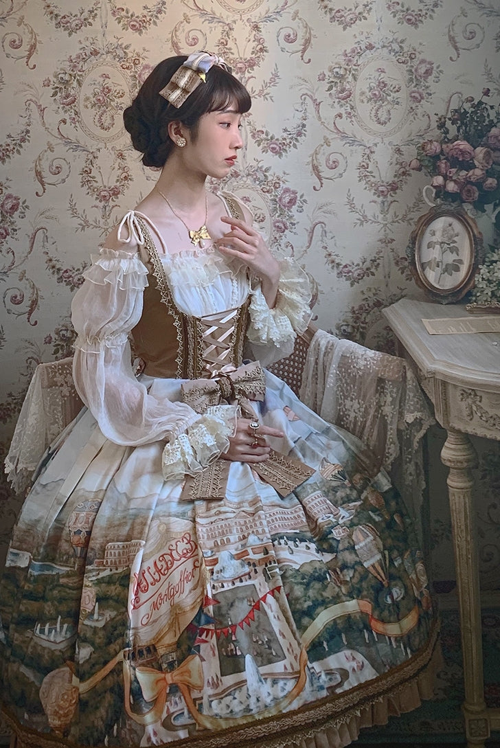 Balladeer~Open Shoulder Puff Sleeve Lolita Blouse   