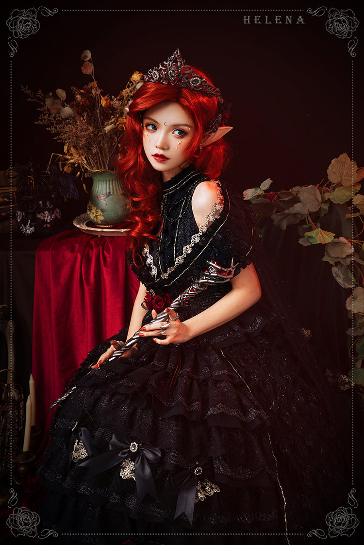 Youpairui - Helena - White and Black Lolita Tea Party JSK Suit