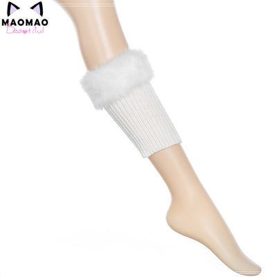 Kawaii Lolita Fluffy Rabbit Ears Leg Warmer white fluffy leg sleeves free size 