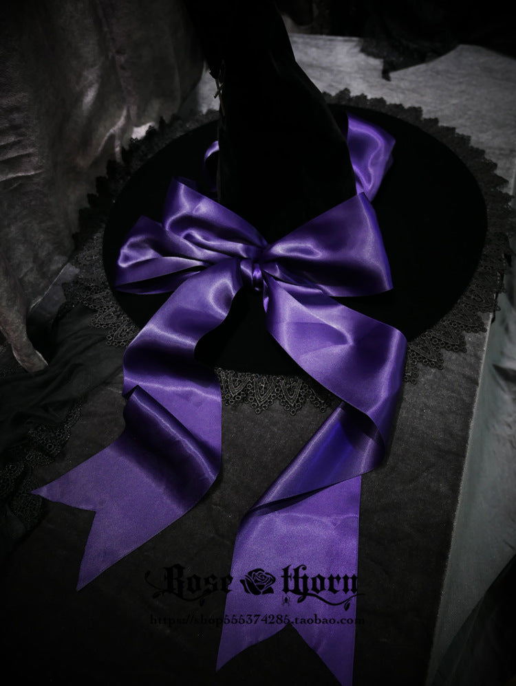 Rose Thorn - Holy Cross - 12 Colors Lolita Halloween Witch Hat dark purple (same as the model wears)