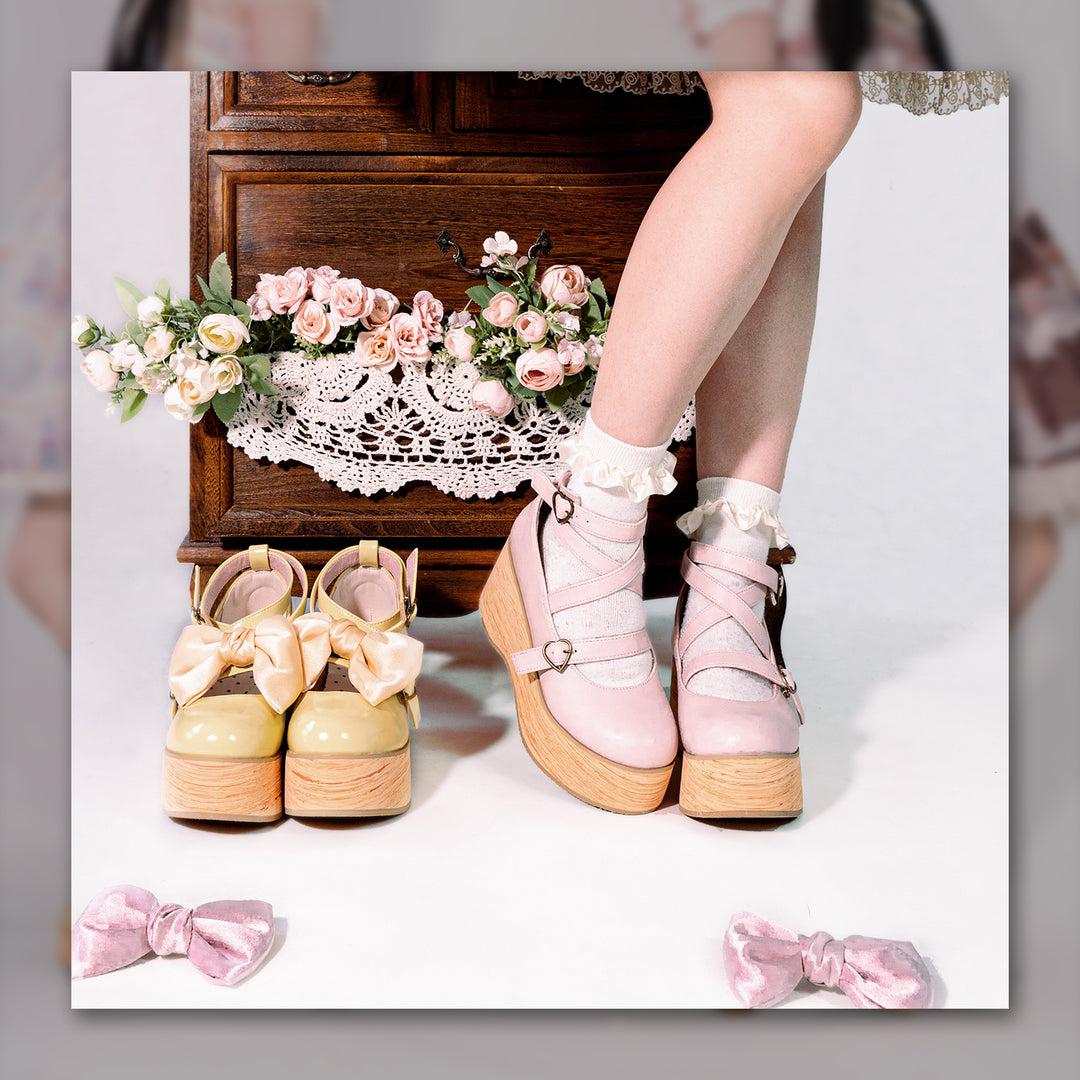 MODO~Multicolors Sweet Lolita Bow Platform Shoes