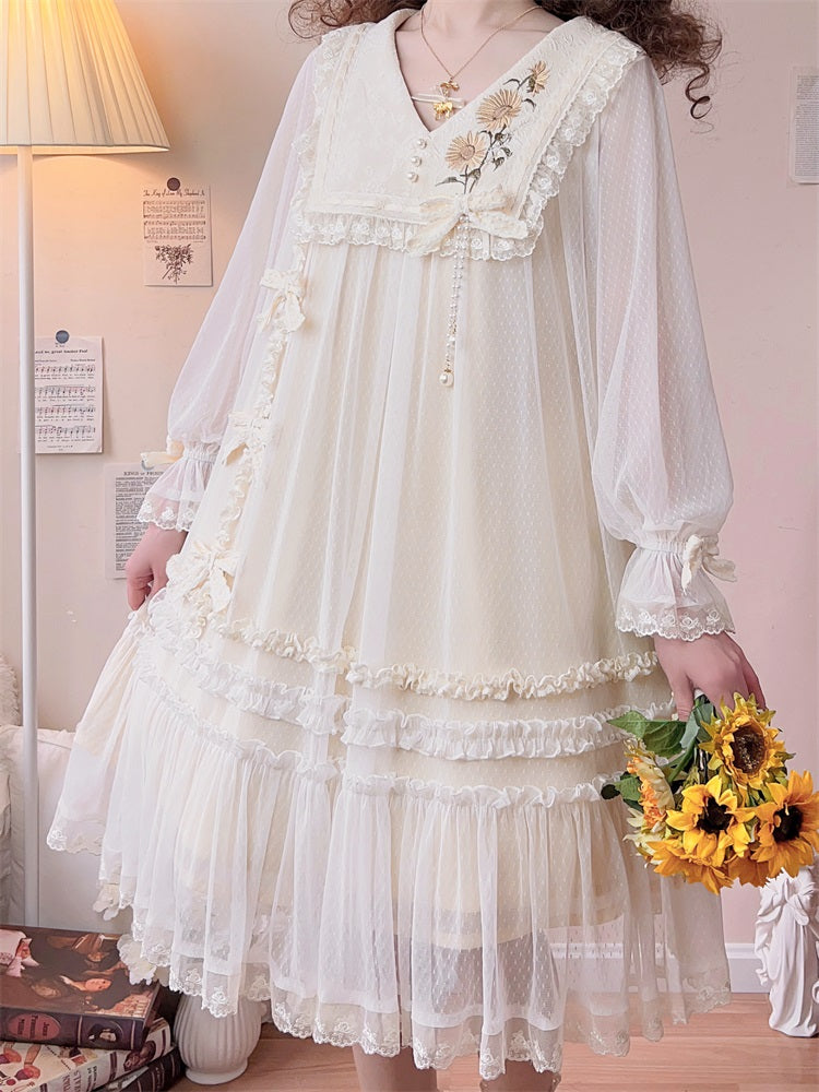 Letters from Unknown Star - Sunflower Diary - Spring Lolita Dress Long Sleeve OP