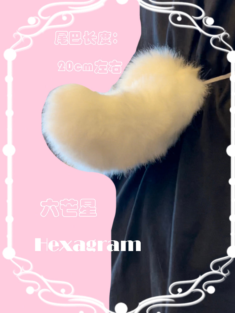 Hexagram~Rua~Furry Kawaii Fursuit animal claws+ears+frontal chain+tail free size 