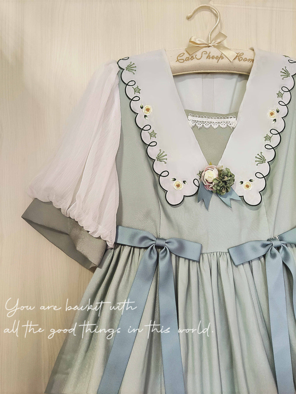 EESSILY~Afternoon Courtryard~Kawaii Lolita Summer Embroidery OP 8320:130896