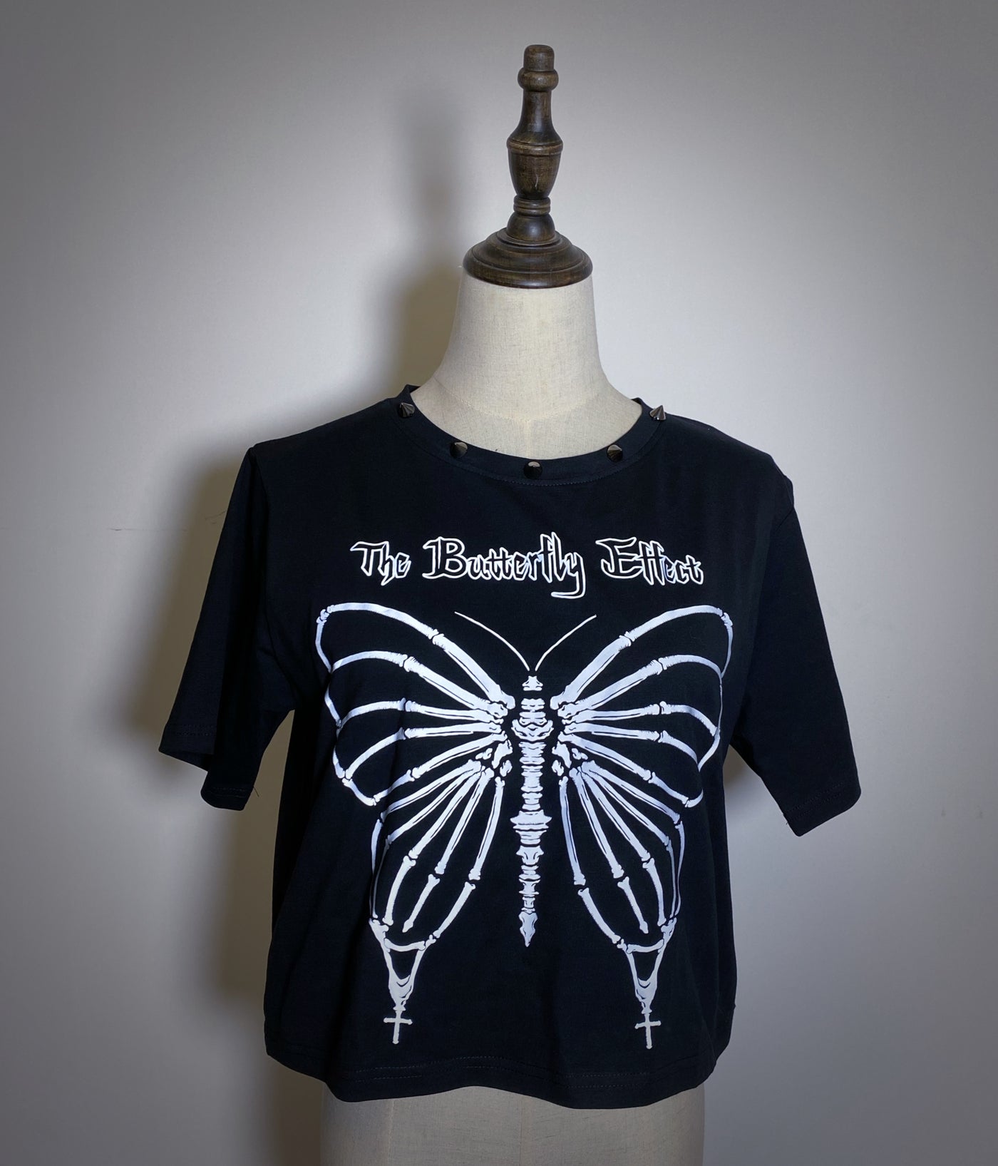 Star Fantasy~The Butterfly Effect Lace-up Punk Skirt Set black short sleeve t-shirt 