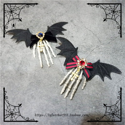 Fox Cherry~Gothic Lolita Batwing Hand Bones Hairclip   