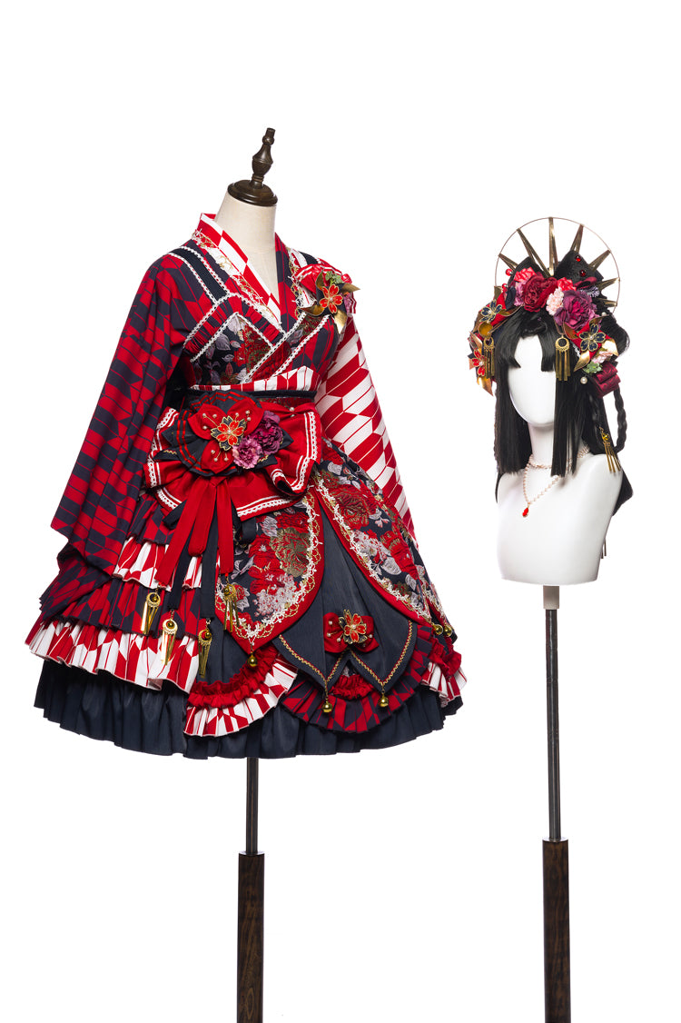 Youruipai~Japanese Wa Lolita Tea Party Red Dress Free size FS suit 