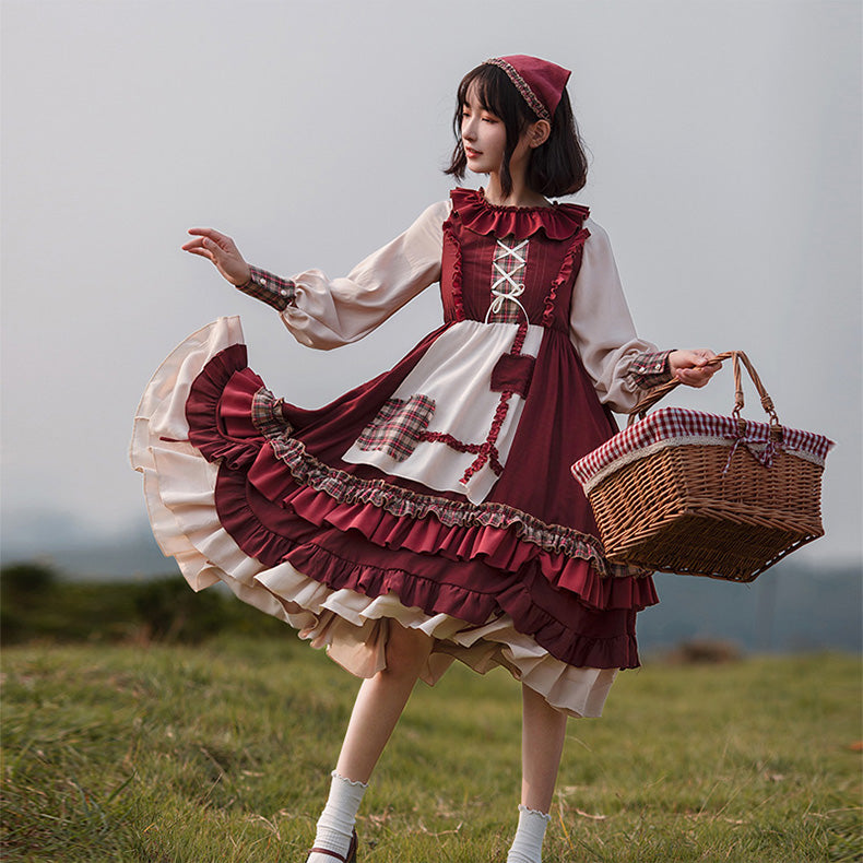 With PUJI - Little Red Riding Hood - Pastoral Lolita OP Fullset S OP dress only