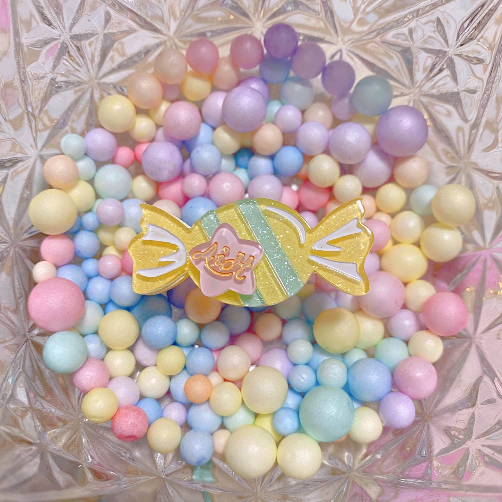 Halloween Alice - Rainbow Candy - Sweet Lolita Ring Hairclip yellow candy ring