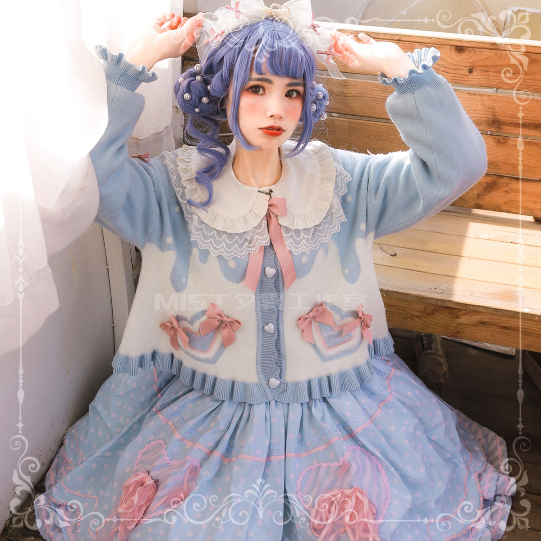 MIST~Beating Heart~Sweet Lolita Thick Sweater Coat Puff Sleeve   