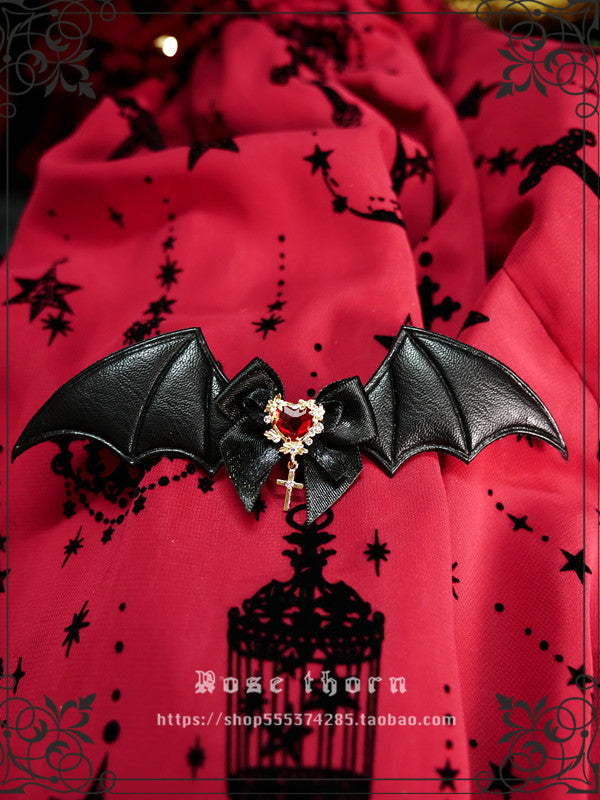 Rose Thorn - Multicolors Gothic Lolita Little Bat Brooch Hairpin A Black Hairpin