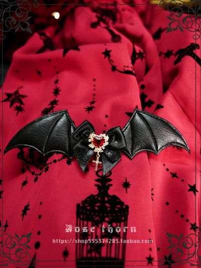 Rosethorn~Multicolors Gothic Lolita Little Bat Brooch Hairpin a black hairpin  