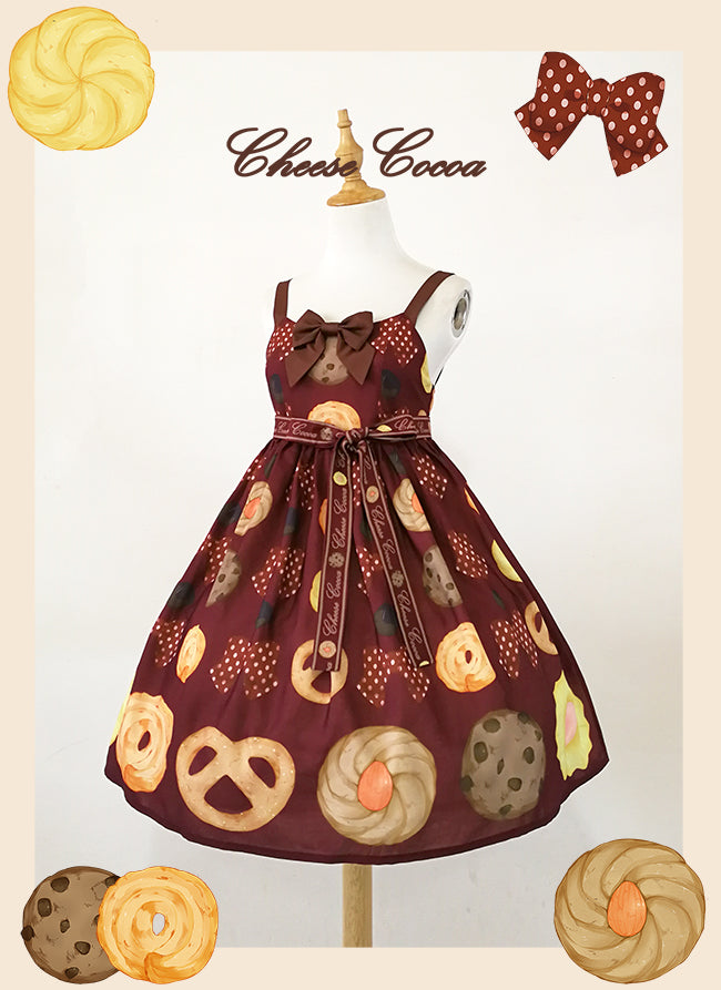 (BuyForMe) Cheese Cocoa~Sweet Cookies~Kawaii Lolita JSK small wine red color 