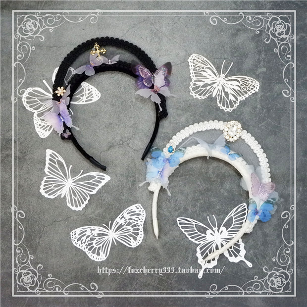 Fox Cherry~Gothic Lolita Butterfly Vintage Gauze Headdress   