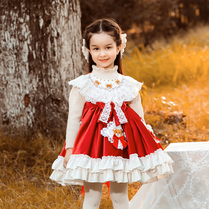 Red Kid Lolita Autumn Princess Dress   