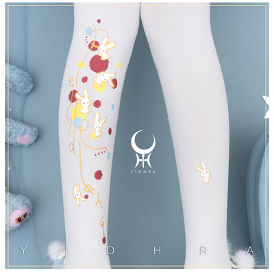 Yidhra~Rabbits~Lolita Accessory Printed Pantyhose   