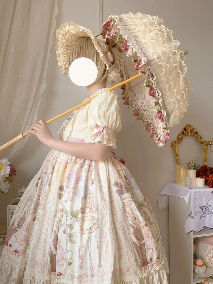 LongMao Lolita~Hollow Embroidered Lace Lolita Parasol Multicolors   