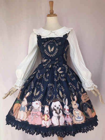 Yilia~Harvest Time At Rabbit Farm~Lolita JSK Dress 3XL dark blue 