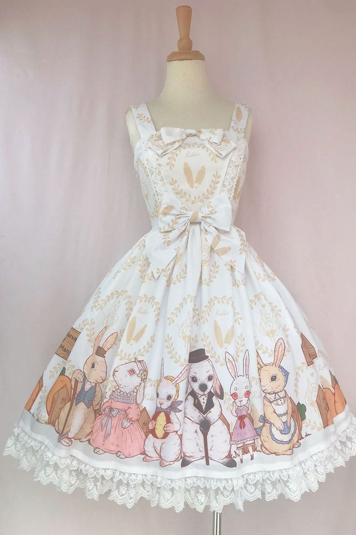 Yilia~Harvest Time At Rabbit Farm~Lolita JSK Dress XS white 