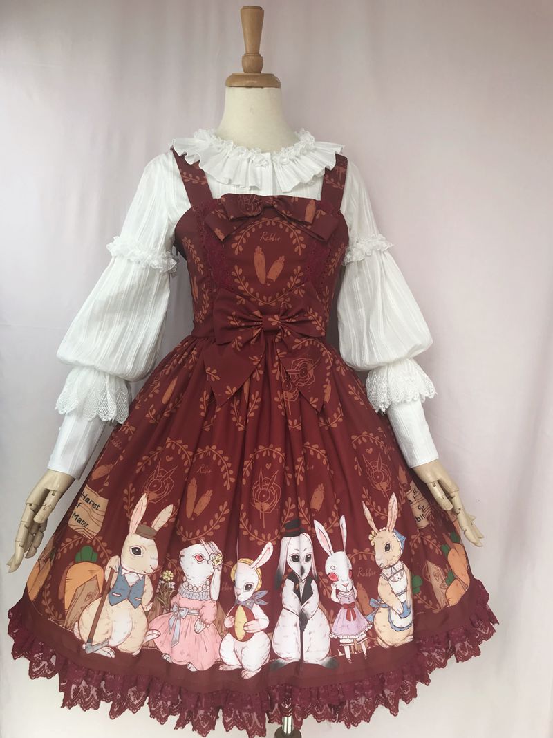 Yilia~Harvest Time At Rabbit Farm~Lolita JSK Dress XS wine red 