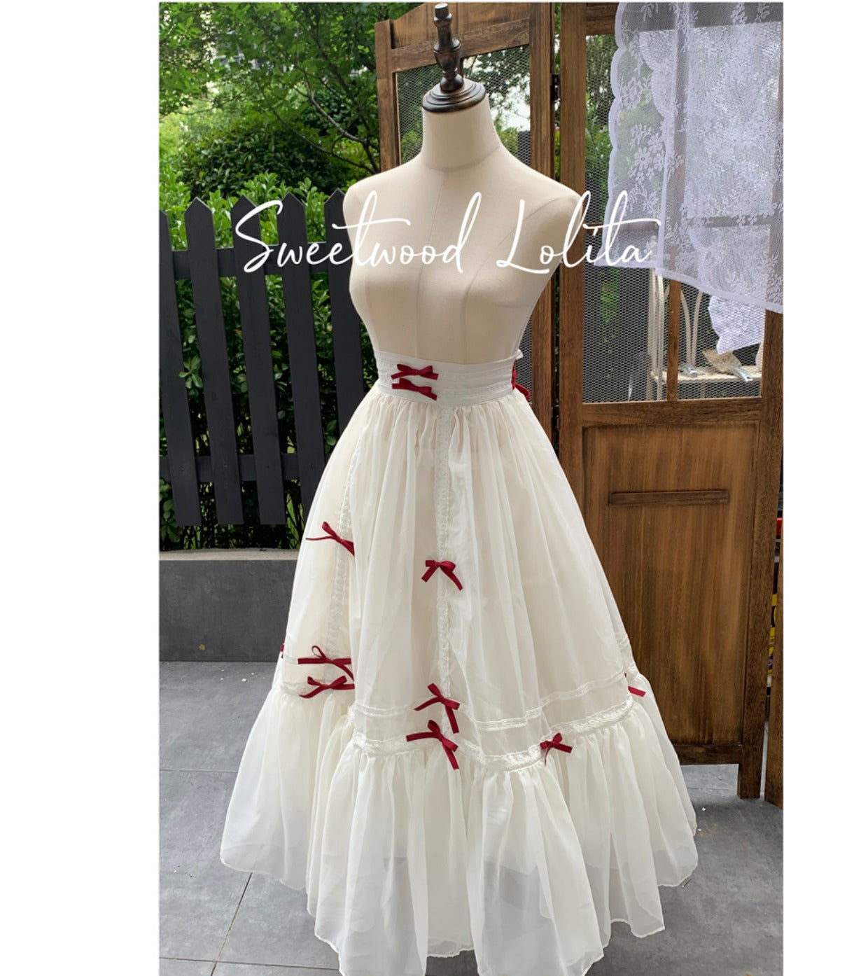 Sweet Wood - Elegant Floral Sweet Lolita OP Corset Accessory S red SK