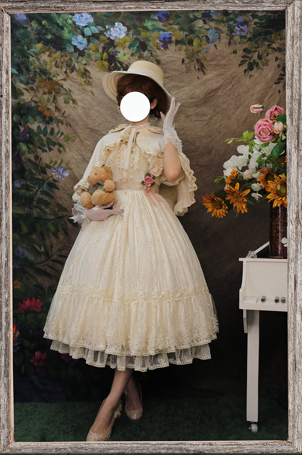Miss Point - Woody Rose - Pure Color Lolita OP XS ivory