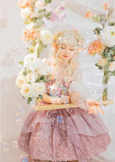 (Buyforme) Baduoni~Pink Red CLA Large Bow Lolita Jumper Dress   