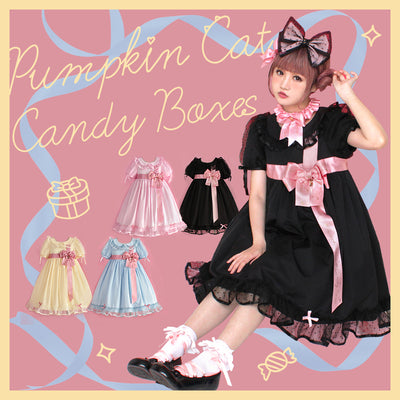 Pumpkin Cat~Candy Boxes Sweet Lolita OP Dress   