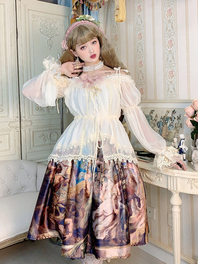 Balladeer~Open Shoulder Puff Sleeve Lolita Blouse   