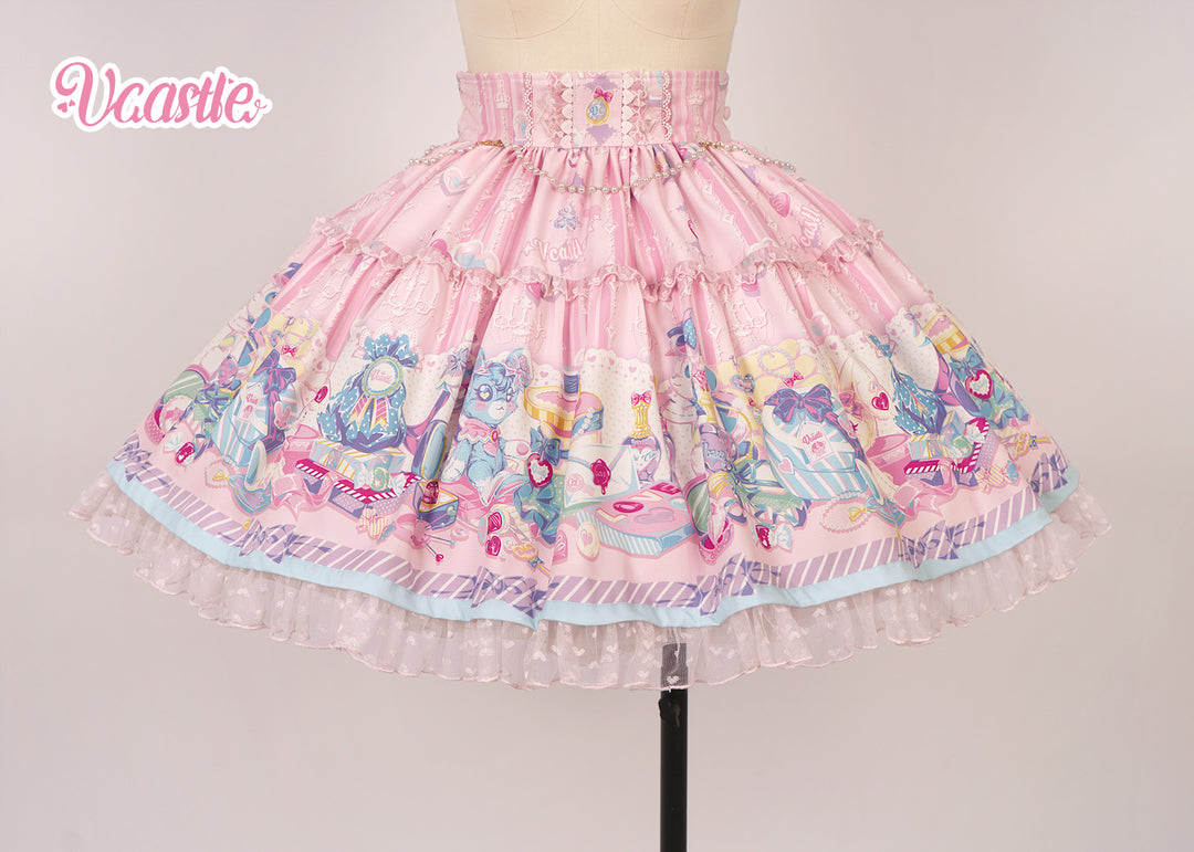 (Buyforme)Vcastle~Maiden's Treasure~Sweet Lolita Salopette and SK S pink SK (L M S) 14026:185052