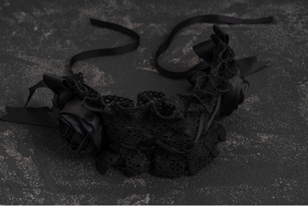 Strange Sugar~Gothic Handmade Black Rose Hairband   