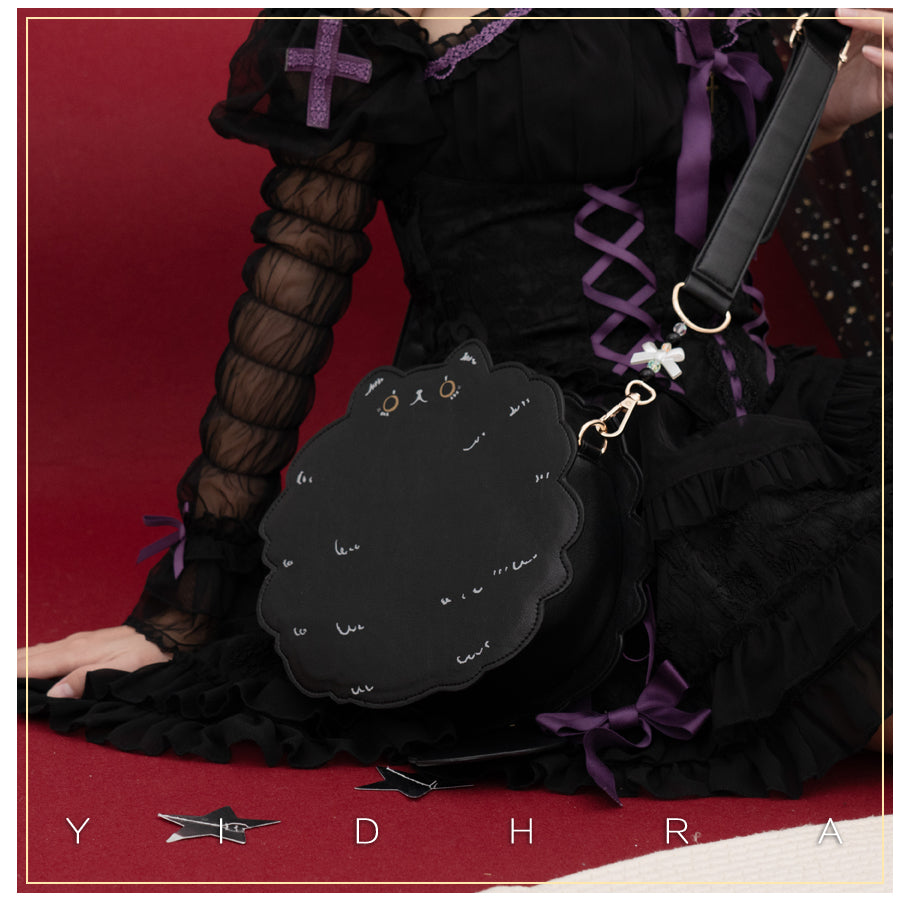 Yidhra~Printed Kawaii Cat Leather Shoulder Bag   