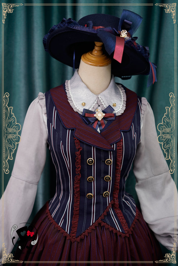 Fantastic Wind ~ The Florentine Traveller Elegant Lolita OP S Cyan vest (can match with burgundy color SK) 