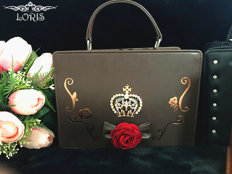 Loris - Gothic Lolita Handbag Crown Bag dark brown (matte)